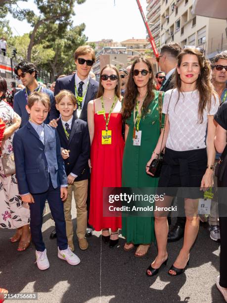 Raphael Elmaleh, Sasha Casiraghi, Ben Sylvester Strautmann, Princess Alexandra of Hanover, Tatiana Casiraghi and Charlotte Casiraghi attends the F1...