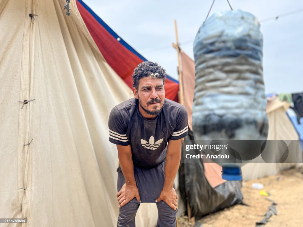 Gazan man purifies seawater using homemade filter amidst water crisis due to Israeli attacks on Gaza