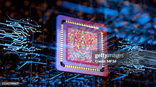 intelligenza artificiale, concetto di cpu quantum computing - chip del computer foto e immagini stock