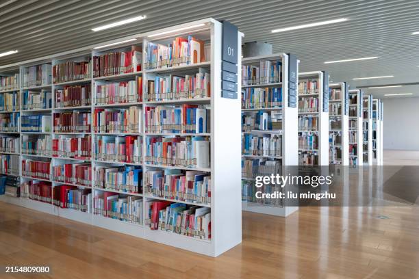 Library Overhead Rows Rows Of Books On Shelves In Modern Library High-Res Stock Photo - Getty ...