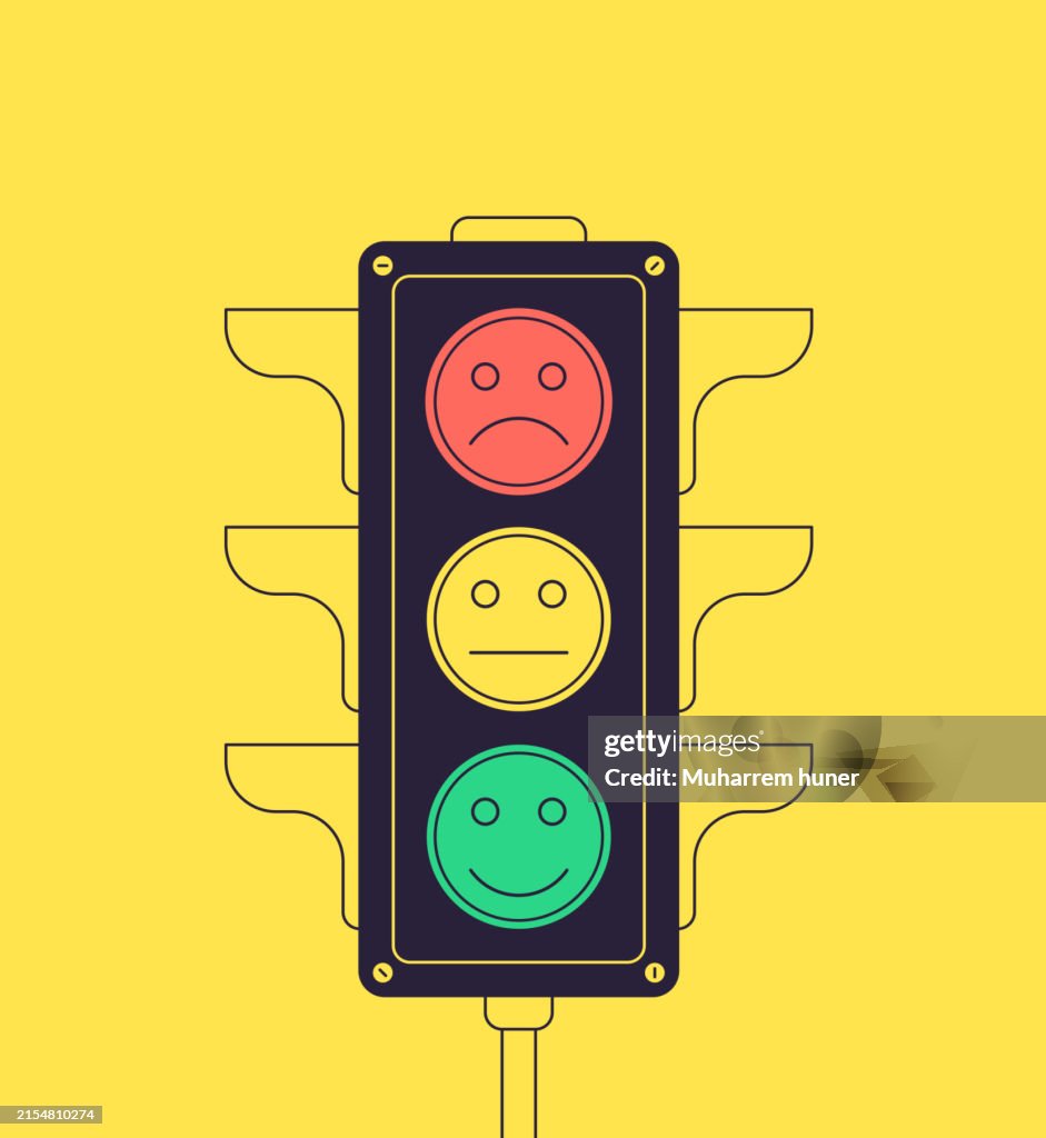 Zufriedenheitsumfrage-Vektorvorlage mit Ampeln.