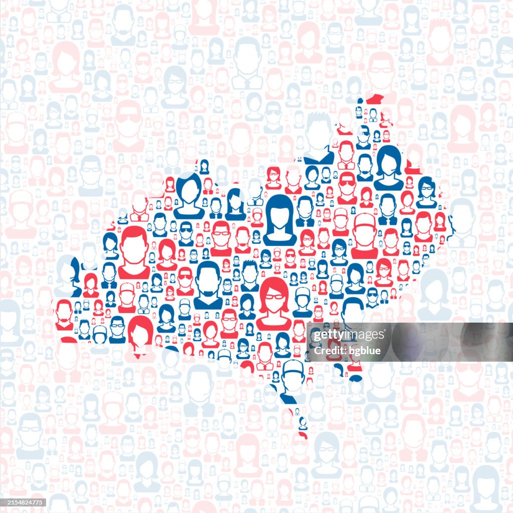 Hamblen County, Tennessee. Map with blue and red People