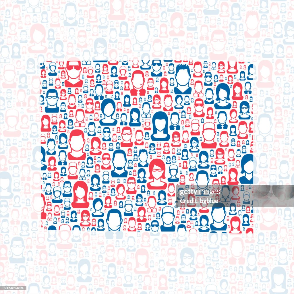 Rock County, Wisconsin. Map with blue and red People