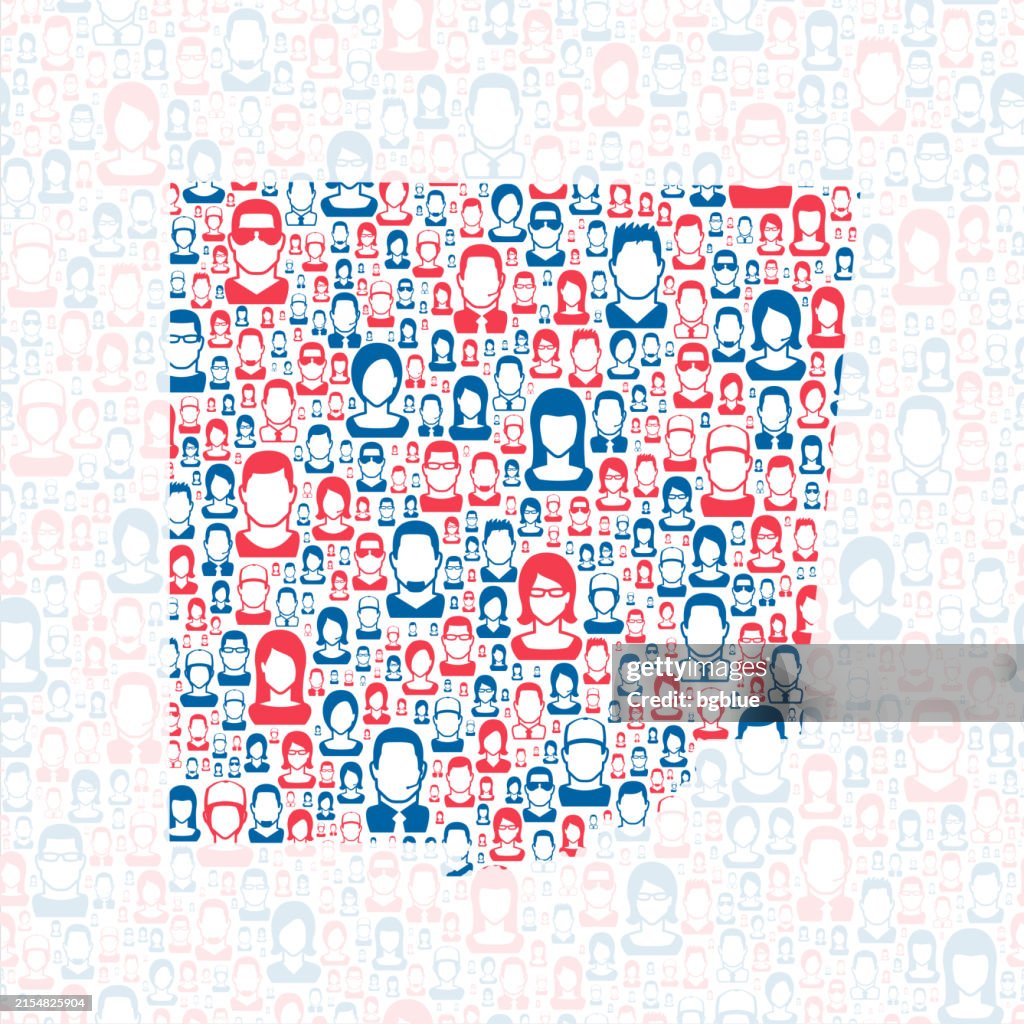 Monroe County, Mississippi. Map with blue and red People