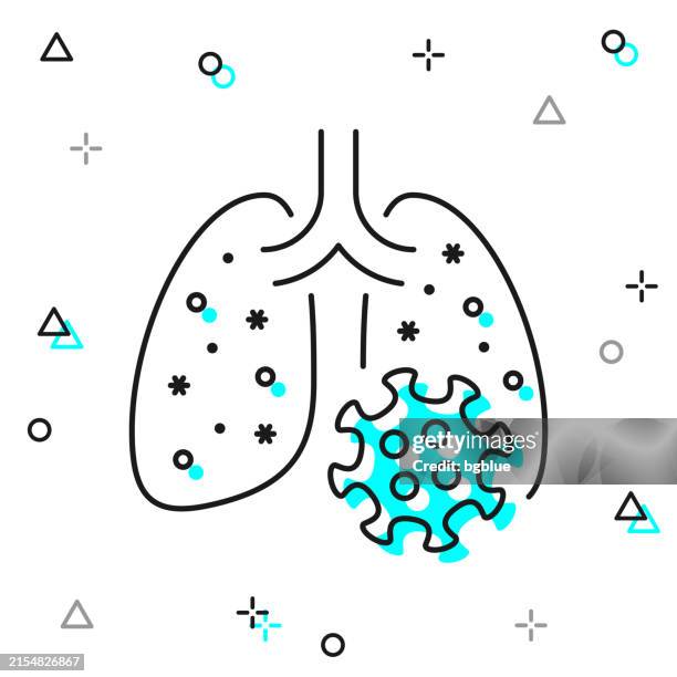 lungs infected with coronavirus. line icon on white background - motion sickness stock illustrations
