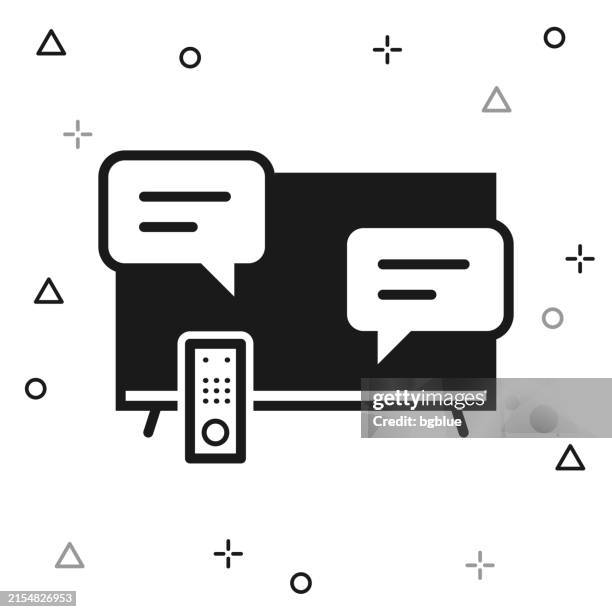 tv with chat bubbles. icon on white background - remote control white background stock illustrations