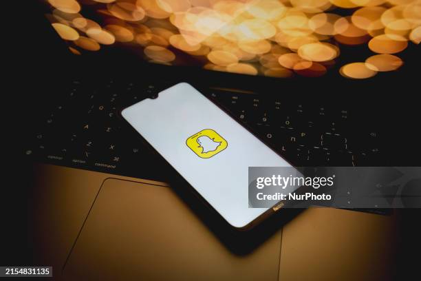 The SnapChat logo is being displayed on a smartphone screen in Athens, Greece, on May 31, 2024.