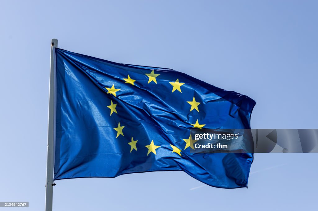 European Unsion - EU-flag in the blue sky