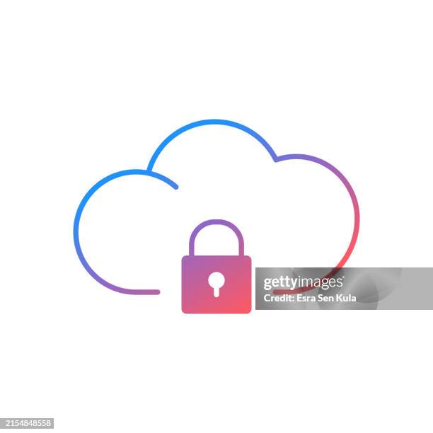 cloud security gradient color solid line icon design. suitable for infographics, web pages, mobile apps, ui, ux, and gui design. - top secret folder stock illustrations