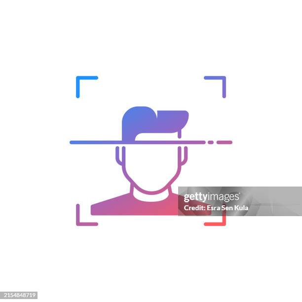 face recognition gradient color solid line icon design. suitable for infographics, web pages, mobile apps, ui, ux, and gui design. - facial recognition scan stock illustrations