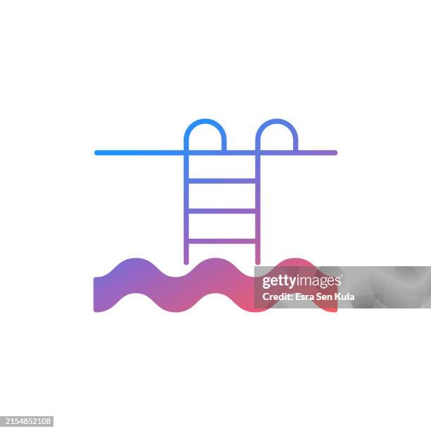 swimming pool gradient color solid line icon design. suitable for infographics, web pages, mobile apps, ui, ux, and gui design. - pool side stock illustrations