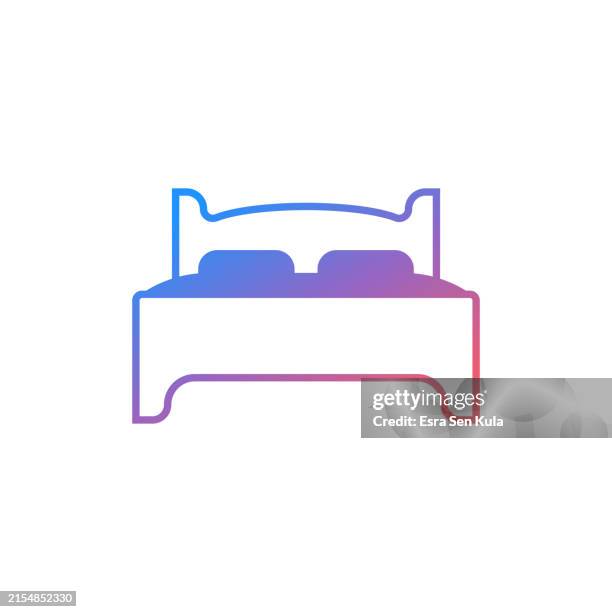 twin bed gradient color solid line icon design. suitable for infographics, web pages, mobile apps, ui, ux, and gui design. - mattress stock illustrations