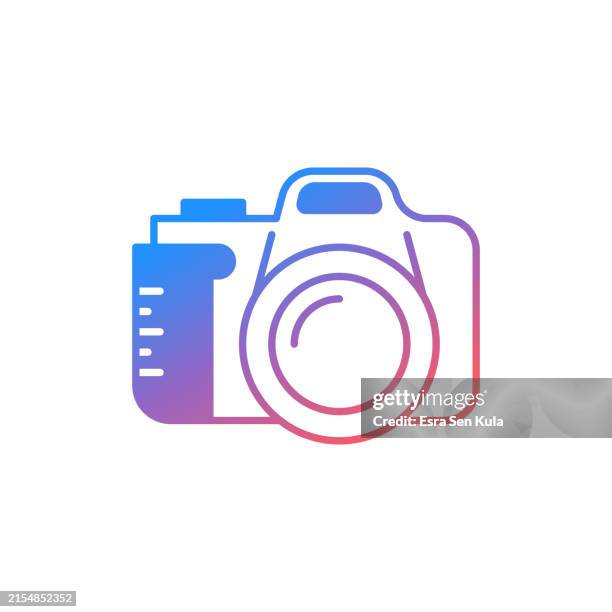 dslr camera gradient color solid line icon design. suitable for infographics, web pages, mobile apps, ui, ux, and gui design. - dslr camera stock illustrations