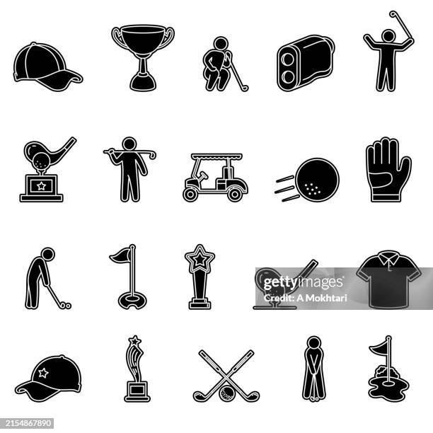 golf game silhouette icon. - golfer silhouette stock illustrations