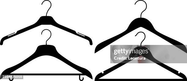 ilustrações de stock, clip art, desenhos animados e ícones de clothes hangers silhouette - cabide objeto manufaturado