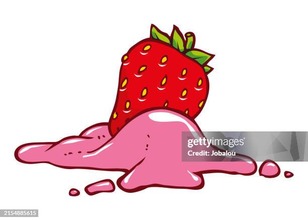 delicious strawberry and yogurt set - yoghurt pot stock illustrations