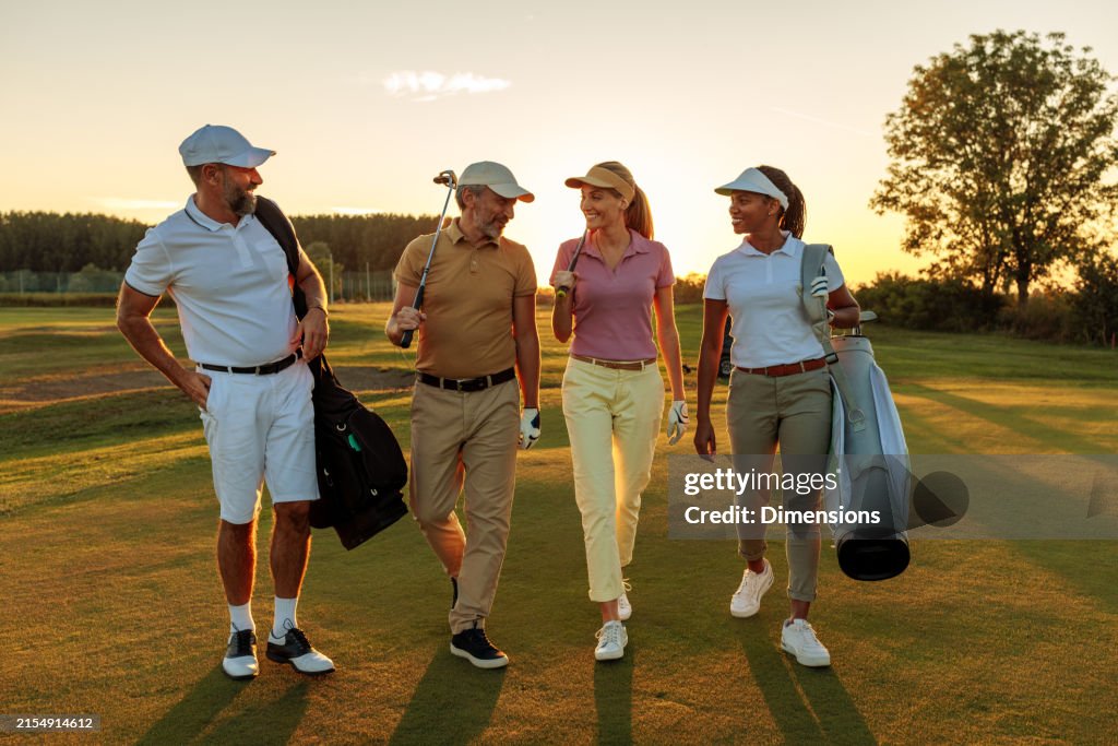 Four friend at a golf court