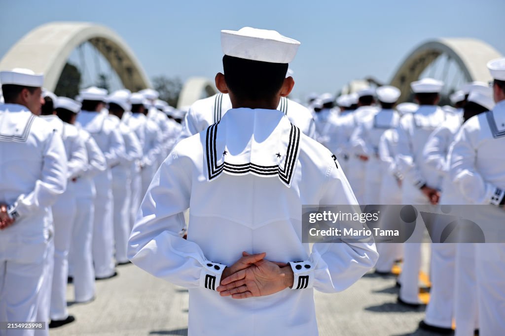 Fleet Week Sailors Mark Memorial Day With March Across Sixth St Bridge In LA