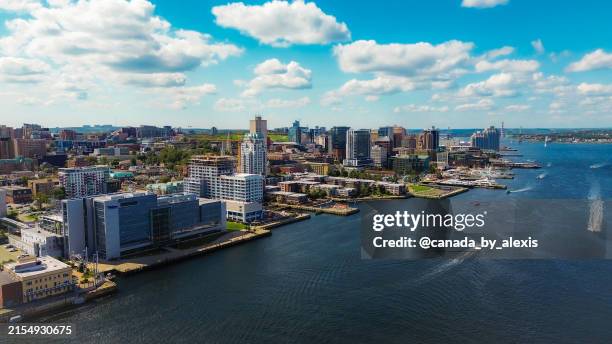 halifax harbour drone 2 - halifax bridge stock pictures, royalty-free photos & images