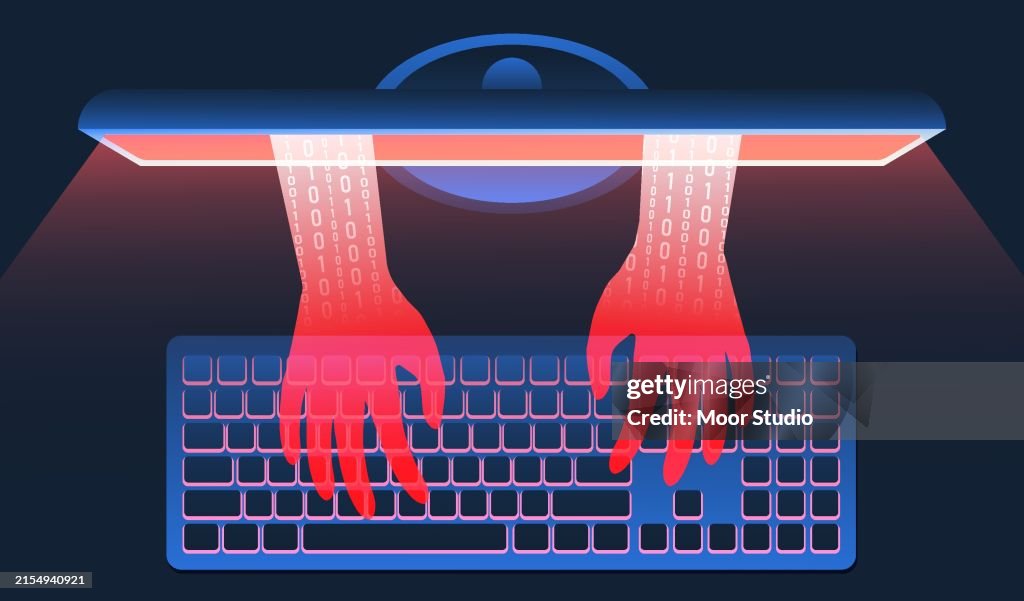 Hacker hacking computer vector illustration