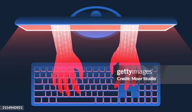 hacker hacking computer vector illustration - data breach stock illustrations