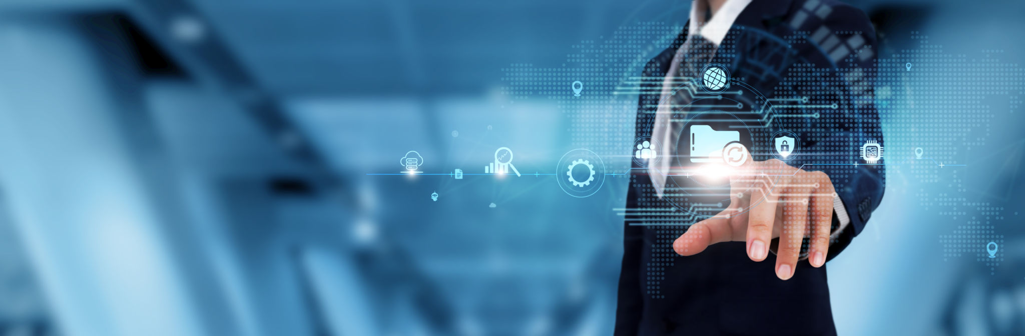 Backup: Businessman touching the Backup icon and global technological Networking. Data Security, Disaster Recovery, Redundancy. Backup: Businessman touching the Backup icon and global technological Networking. Data Security, Disaster Recovery, Redundancy.