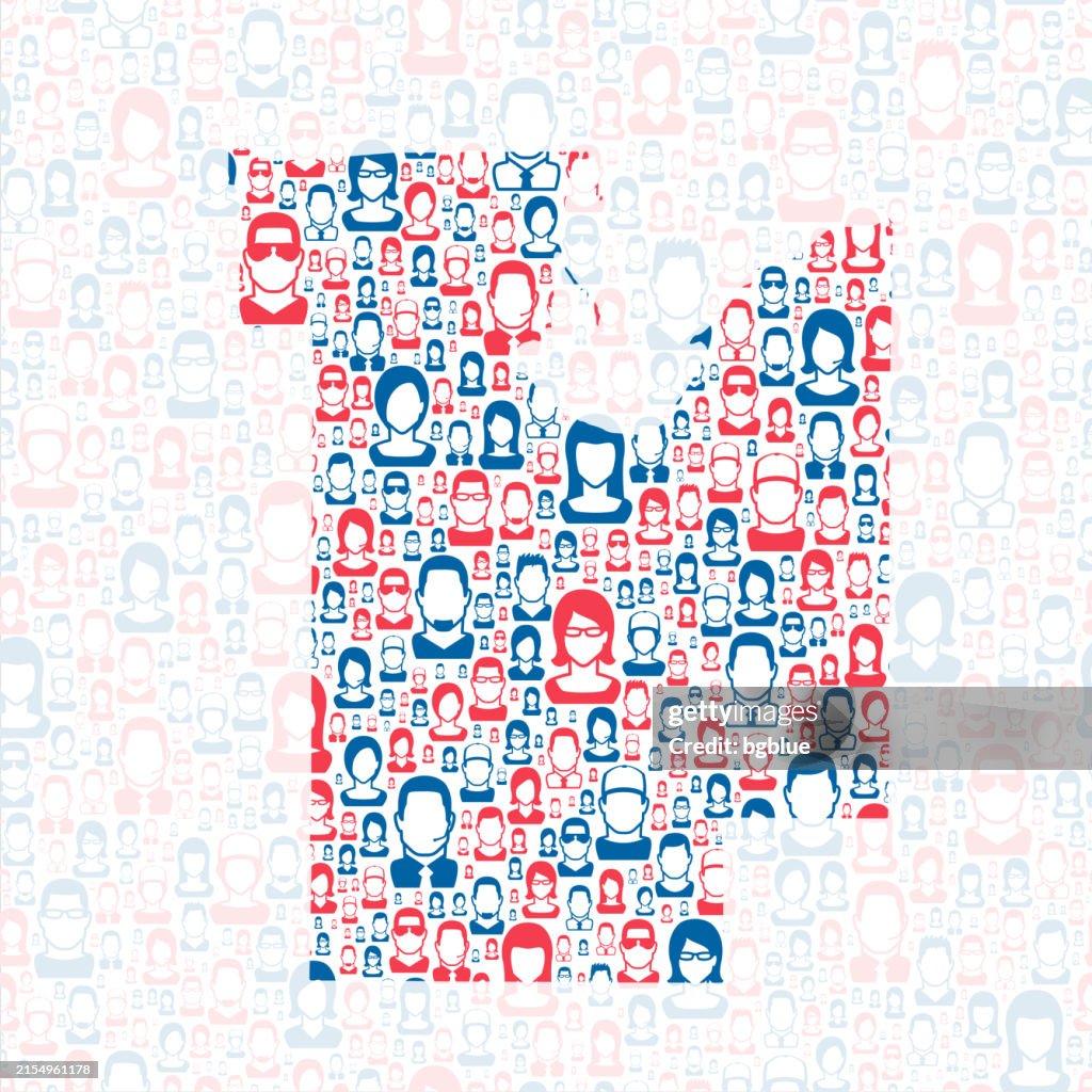 Brown County, Wisconsin. Map with blue and red People