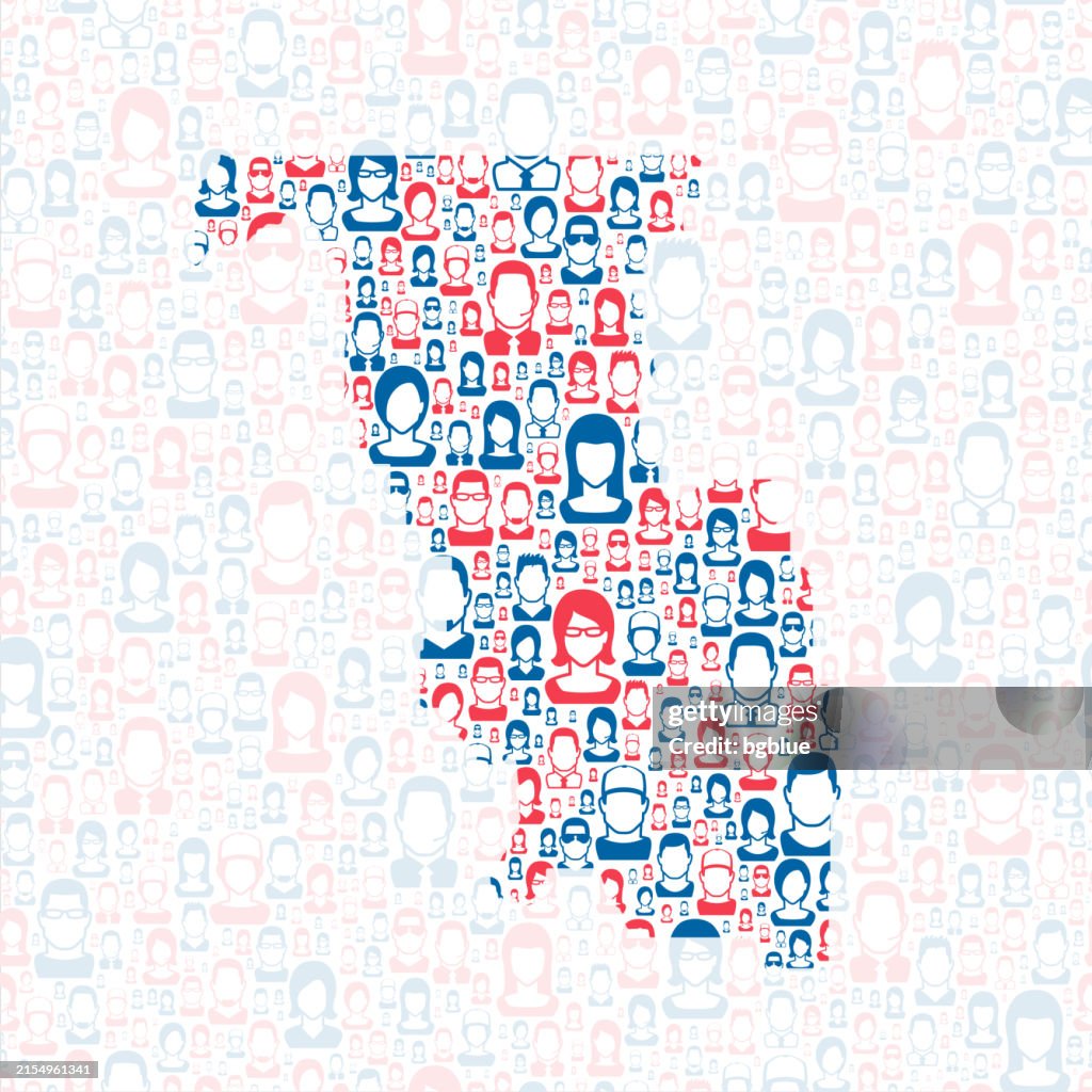 Bannock County, Idaho. Map with blue and red People