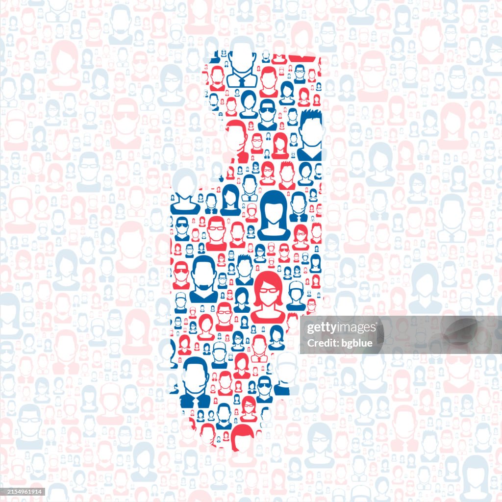 Columbia County, Florida. Map with blue and red People