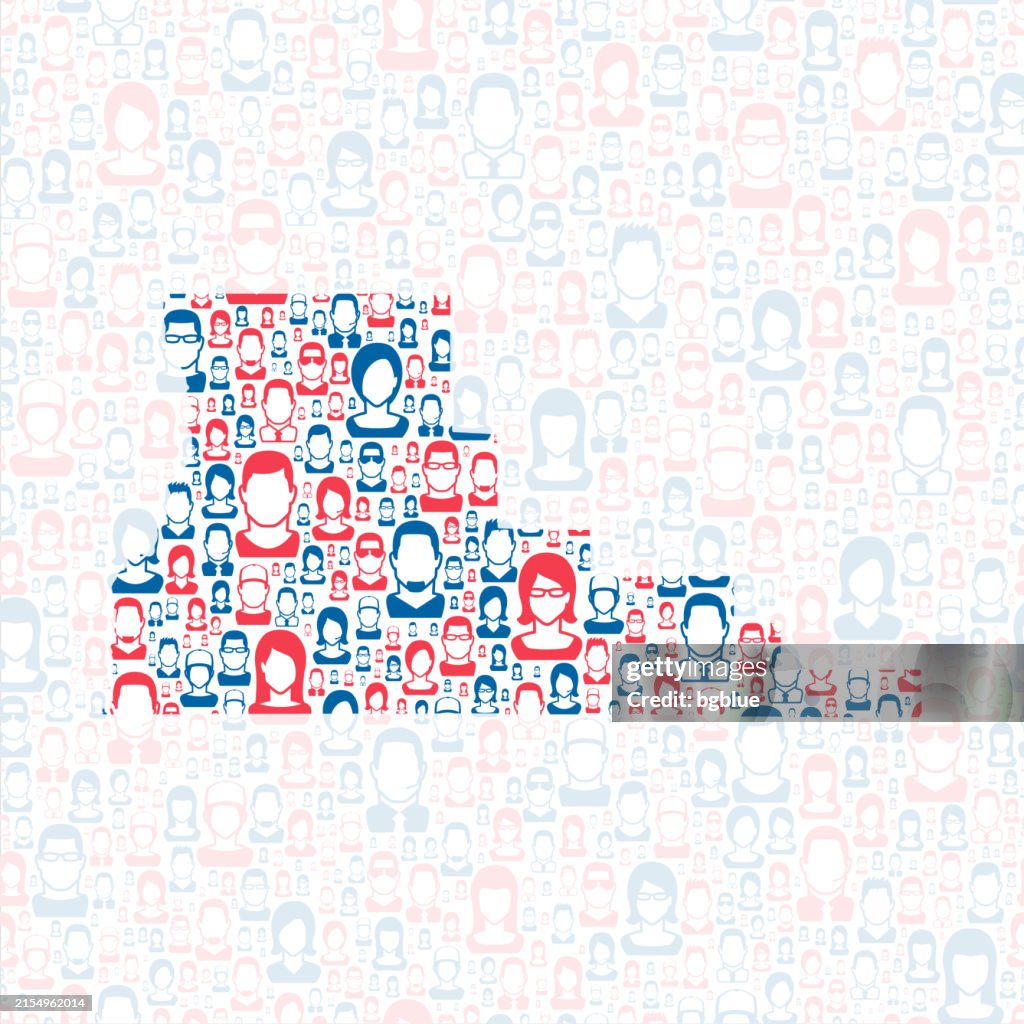 Deschutes County, Oregon. Map with blue and red People