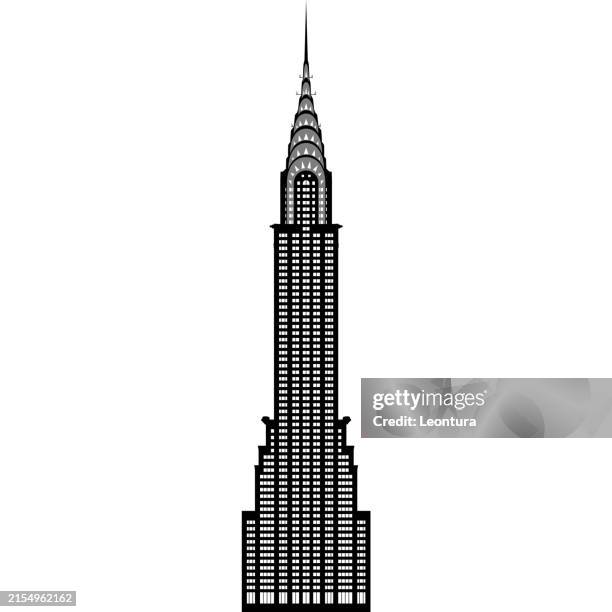 ilustraciones, imágenes clip art, dibujos animados e iconos de stock de edificio chrysler, nueva york silueta - edificio chrysler