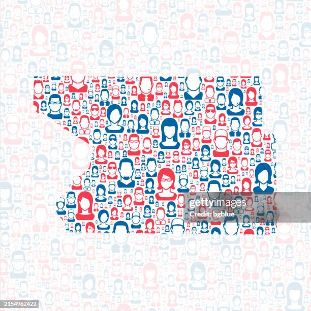 madison county, illinois. map with blue and red people - madison county illinois stock illustrations
