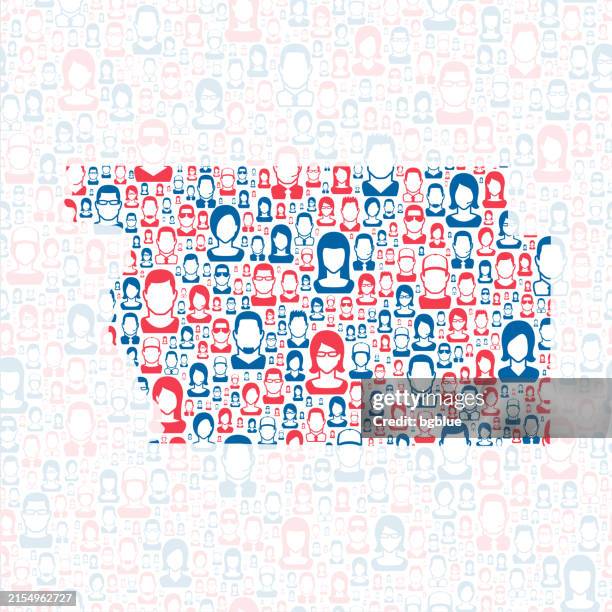 Woodbury County Iowa Map With Blue And Red People High-Res Vector Graphic