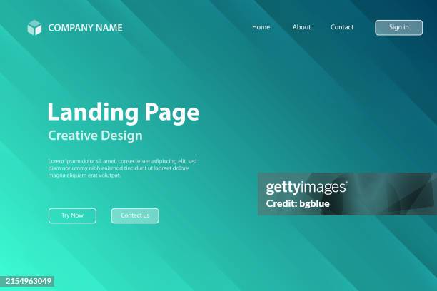 landing page template - moderner abstrakter hintergrund - trendiger grüner farbverlauf - türkisfarbiger-hintergrund stock-grafiken, -clipart, -cartoons und -symbole