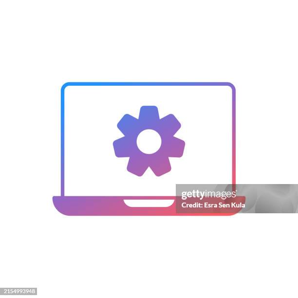 computer engineering gradient color solid line icon design. suitable for infographics, web pages, mobile apps, ui, ux, and gui design. - web designer white background stock illustrations