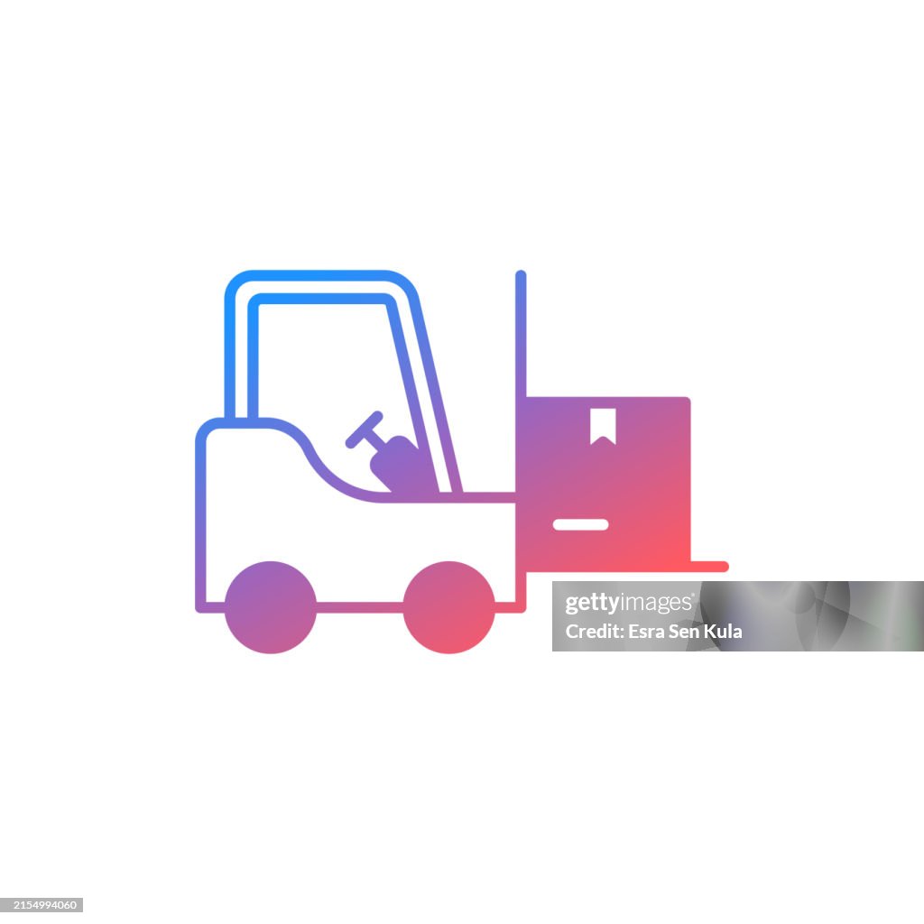 Forklift Gradient Color Solid Line Icon Design. Suitable for Infographics, Web Pages, Mobile Apps, UI, UX, and GUI design.