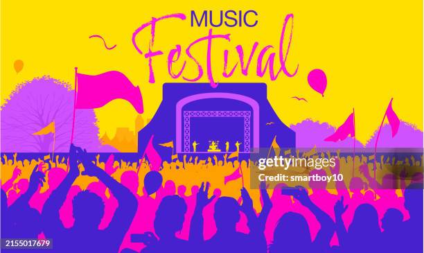 illustrations, cliparts, dessins animés et icônes de affiche du festival de rock/concert - festival de musique