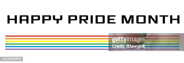 happy pride month greeting design web banner template with rainbow on white background - pride flag background stock illustrations