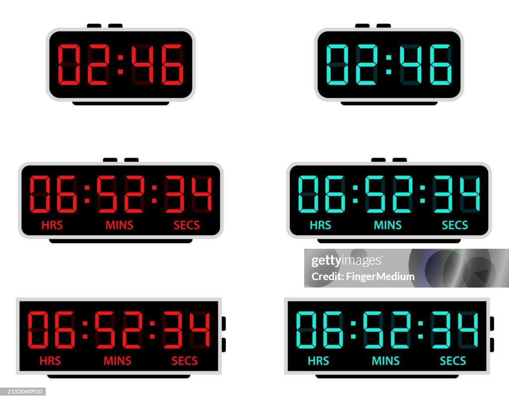 Virtual Clock With Numbers Digital Clock Number Set High-Res Vector Graphic - Getty Images