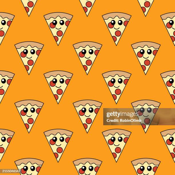 cute pepperoni pizza slices seamless pattern - cheese samples stock illustrations