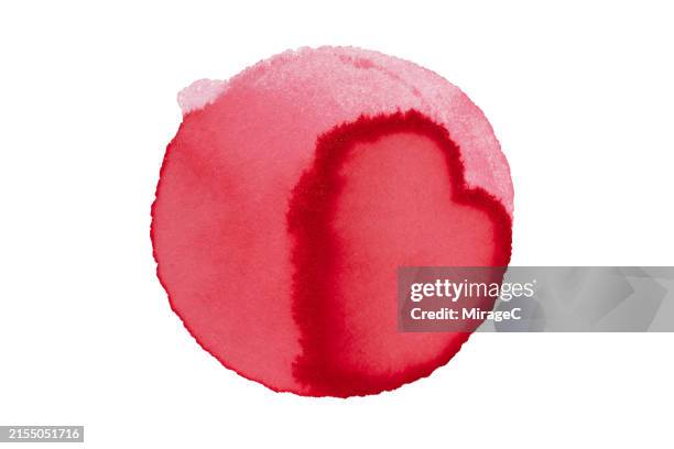 round red watercolor spot isolated on white background - bolha estrutura física imagens e fotografias de stock