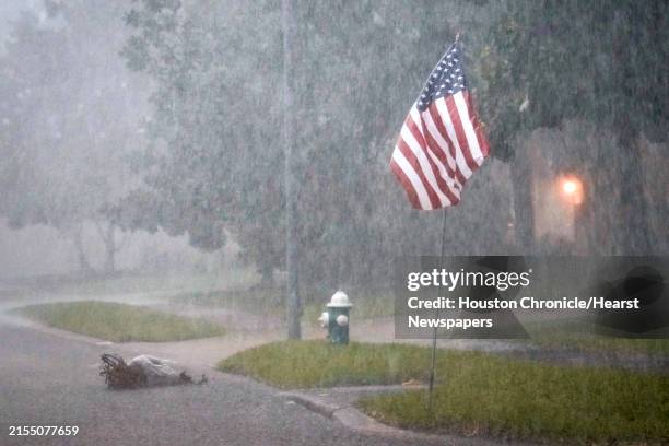 Heavy rain falls during a storm that swept the the Houston area on Tuesday, May 28, 2024 in Spring.