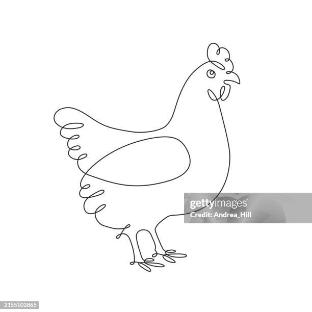 chicken continuous line drawing with editable stroke - chicken vector stock illustrations