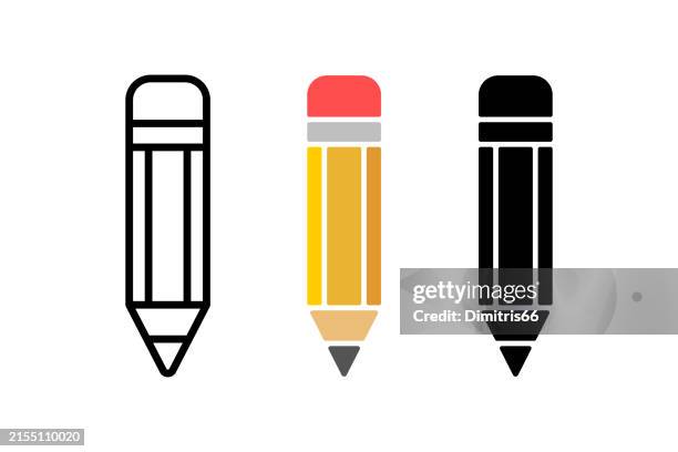 pencil icon set - education logo stock illustrations