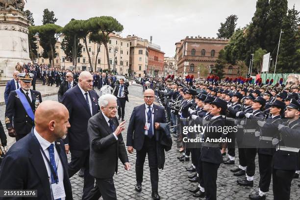 Italian President Sergio Mattarella leaves after attending a ceremony at the Unknown SoldierÕs monument on the occasion of the Italian Republic Day...
