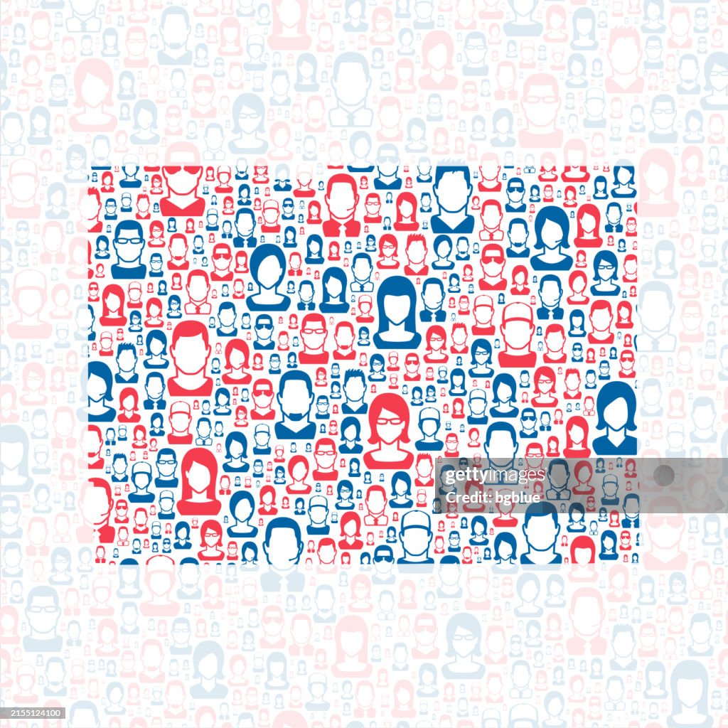 Reno County, Kansas. Map with blue and red People