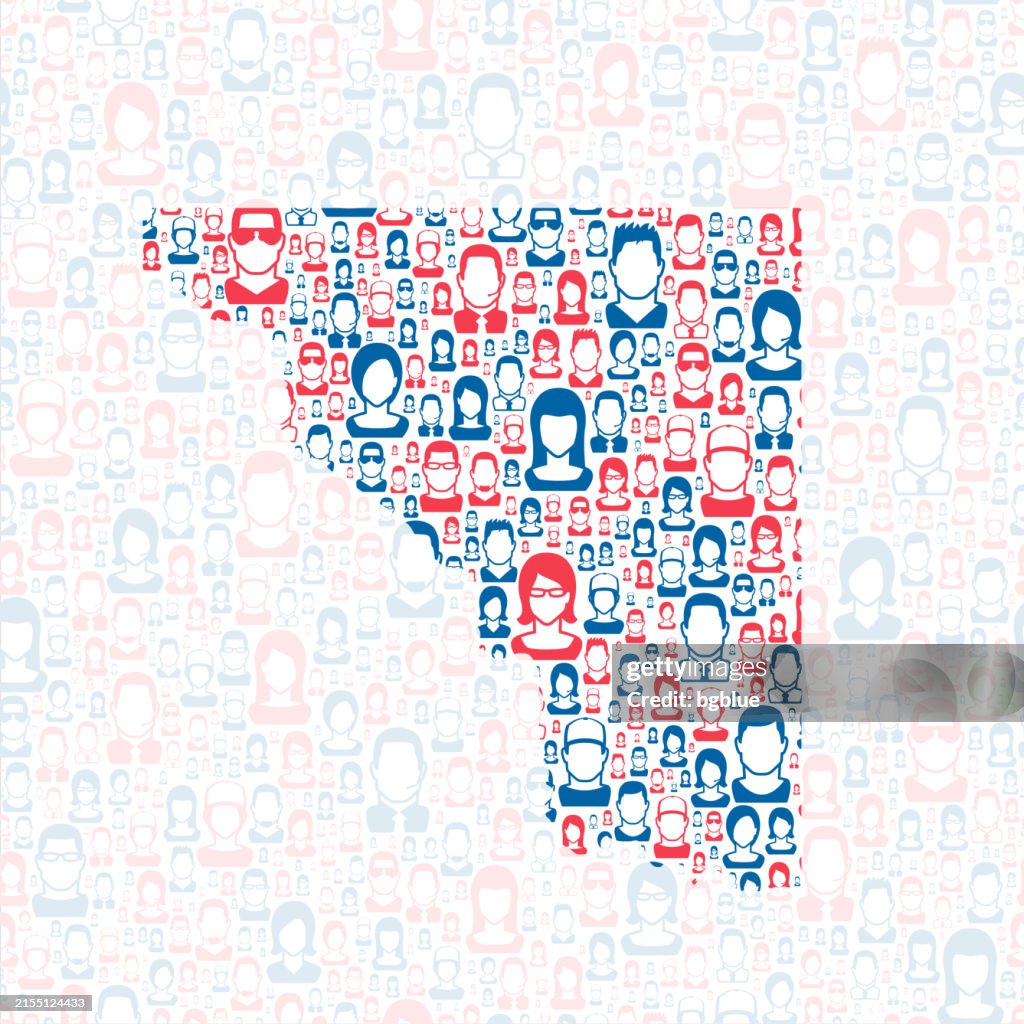 Cleveland County, Oklahoma. Map with blue and red People