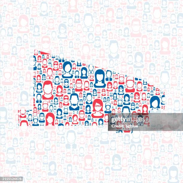 vilas county, wisconsin. map with blue and red people - eagle river wisconsin stock illustrations
