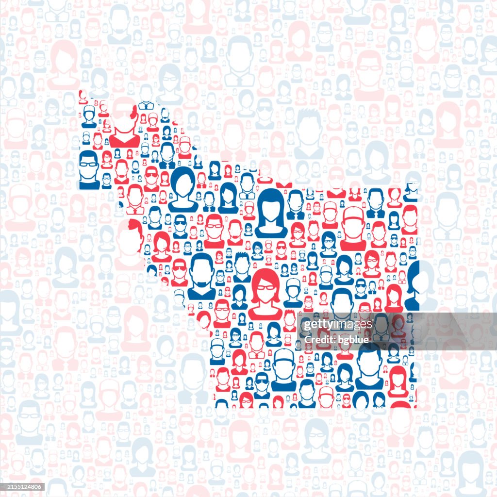 Fremont County, Wyoming. Map with blue and red People
