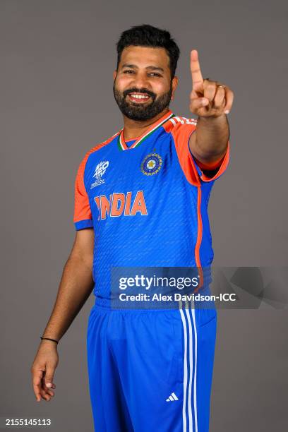 Rohit Sharma of India poses for a portrait prior to the ICC Men's T20 Cricket World Cup West Indies & USA 2024 on May 28, 2024 in New York, New York.